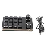 カスタマイズ可能なノブ付き片手プログラマブル・メカニカル・キーボード、USB有線プラグ＆プレイ・デスクトップPC用、Win OS Xゲーミングキーボード（4キー） (12 キーと 2 ノブ)