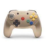 RETRO FIGHTERS Brawler64 Bluetooth ワイヤレス N64 コントローラー - Switch Online/PC対応・N64ゲーム専用デザイン・振動機能搭載・Proコントローラーモード切替・USB-C有線接続対応・ゴールド