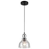 Westinghouse 6100800 Industrial One-Light Adjustable Mini Pendant with Handblown Clear Seeded Glass,