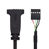 xiwai シングルポート USB 3.1 Type C USB-C メス - USB 2.0 マザーボード 9ピン 10ピン ヘッダーケーブル ブラケット付き 20cm