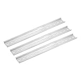 uxcell DINレールスロット付き アルミニウム 取り付けガイド 300 mm長さ 35 mm幅 7.5 mm高さ シルバートーン 3個