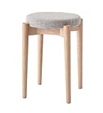 スツール スタッキングスツール ラウンドスツール 丸型いす 高さ44cm 腰掛椅子 いす 積み重ね収納 布地 布張り 玄関 ドレッサー リビング おしゃれ シンプル 天然木 木製 ベージュ