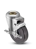 Shepherd Institutional Series 3 Diameter Soft Rubber Wheel Hollow Kingpin Swivel Caster with Tread B