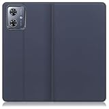 LOOF SKIN SLIM レザー 薄型 手帳型 スマホケース for motorola moto g64 5G / moto g64y 5G 用 ケース カバー 手帳型ケース カード収納 マグネット付き ベルトなし [ネイビー]