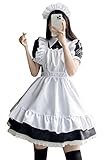 [FULINE] メイド服 英国風 コスプレ衣装 半袖 レディースエプロン ドレス コスチューム 仮装 女装 学園祭 ショート S