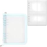 バインダー 内側のページ10ページ シール手帳 カラーフォルダー A5 軽量設計 ステッカーバインダー 6穴 多色選択 (ブルー)