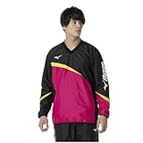 [ミズノ] テニスウエア ウィンドブレーカー シャツ 撥水 スタンダードシルエット 裏メッシュ 62MEA504 ブラック×ピンク L