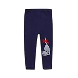 三番目の店　子供用　コットン　スリム　猫　蝶結び　レギンス　ズボン　パンツ　黒　ピンク　グレー　濃青色 (104, 濃青色)
