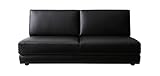 合成皮革(PVC) モダン デザイン ソファベッド (Nivelles)　幅：約160cm (ブラック)