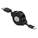 巻き取り式 充電ケーブル 急速充電 USB-A To USB-C ケーブル iPoto QC3.0対応 2.4A タイプC ケーブル iPhone 15 Pro Max/Galaxy iPad Pro/Air MacBook Pro/Air 各種対応 (1m・ブラック)