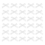 uxcell 50個 ミニリボンボウ4.5 cmミニファブリックサテンリボンフラワーボウ クラフトDIY製作 ウェディング バースデーパーティー ホワイト