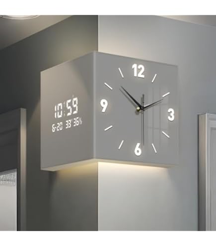 Amazon.co.jp: 【角時計 コーナー掛け時計】 【温湿度表示】 無音動作