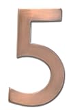 Architectural Mailboxes 3585AC-5 Solid Cast Brass 5 in. Antique Copper Floating House Number 5