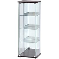 不二貿易 ガラスコレクションケース 4段ロータイプ 幅42.5・高さ120cm 背面ミラー付き ブラウン
