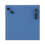 プラス Garage ホワイトボード ガラスボード チャットボード 強化ガラス 壁掛け マグネット 70×70 デニム 434883