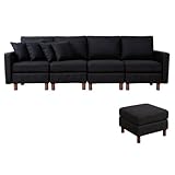 カスタマイズソファ【-Connect-コネクト】（4人掛け＋オットマンタイプ）ブラック