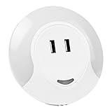 baijj 0.7 WプラグインLED夜ライトランプwith Dusk to DawnセンサーとデュアルUSB 5 V 2.1 Aウォールプレート充電器赤ちゃんの部屋バスルーム寝室廊下キッチン2パック