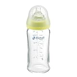 キャップは転がりにくい形状で安定して置けます。広口ガラスほ乳びん 240ml