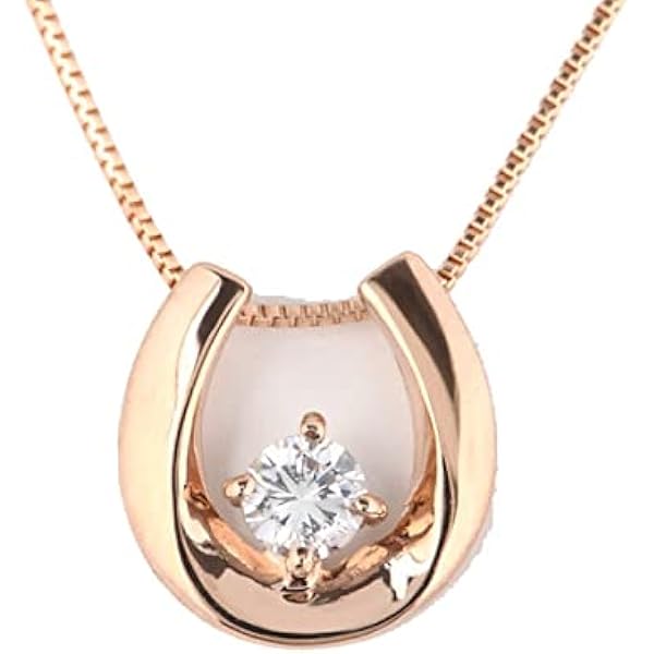 Amazon | K18PG 18金 ダイヤネックレス 0.1ct 馬蹄 チェーンも18K