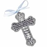 Bless The Child - GUARDIAN ANGEL Baby BOY Crib Cross 4" PEWTER Medal/CHRISTENING/BABY SHOWER GIFT/Ba