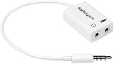 StarTech.com White headset adapter for headsets with separate headphone/microphone plugs - 3.5mm 4 position to 2x 3 position 3.5mm M/F