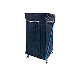 オリタニ リネンカート 業務用 ランドリーワゴン キャスター付 Ｚ型 大容量 ドライ 回収袋 セット (ダークネイビー)