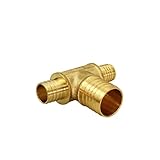 Everflow PXRT3410-NL Lead Free 3/4-Inch x 3/4-Inch x 1-Inch Pex Barb Brass Reducing Tee by Everflow