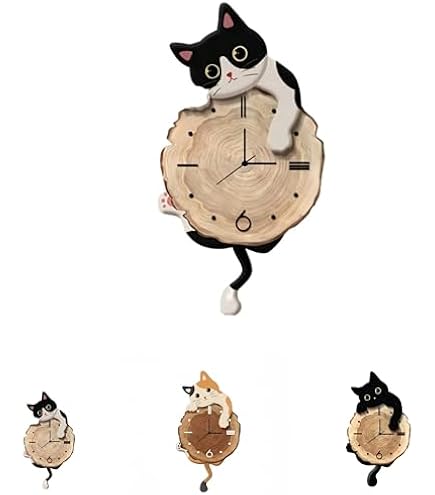 Amazon.co.jp: GoodsLand 【 しっぽが動く 】 ねこ 振り子時計