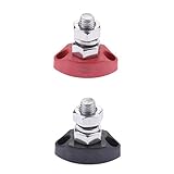 KESOTO 高品質　絶縁端子台　2個　ジャンクション　ブロックパワーポスト　8mm　ステンレス製　スタッド　赤+黒　　