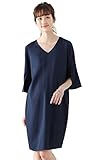 Angeliebe エンジェリーベ マタニティ ワンピース 授乳口付き 深 Vネック スリット ベルスリーブ ワンピ 妊婦服 産前 産後 お宮参り 戌の日 フォーマル お宮参り S ～ M ネイビー 
