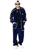 [ディーオーピー] セットアップ メンズ 大きいサイズ (ベロア) 上下セット ジャージ オーバーサイズ ビッグシルエット ネイビー L