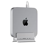 PULWTOP 5 in 1 USB C ハブ Mac Mini用 スタンド 縦置き ドッキングステーション アルミ合金 2×USBC 3.2 gen 2 10Gbps, 1×MicroSD/TF カードリーダー, Mac Mini 拡張 NVMe/SATA SSDスロット付 (SSD含まれない) M4非対応
