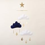 The Butter Flying　ザ　バターフライング　モビール　3 clouds hang on a circle ring with star　NAVY