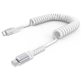 USB C ケーブル 短い 20W 急速充電 1.2M コイル型 タイプc ケーブル 伸縮 高耐久 c to c 充電コード 断線防止 type-c 伸びる CarPlay対応 カール 車用 iPhone16 15/Galaxy S25/iPad/Sony Xperia等Type-C機器対応 （ホワイト）