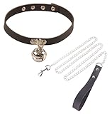 [DOKiDOKi] 鈴付き首輪+リード 人間用 コスプレ【黒】 ご主人様 奴隷 コスチューム SMグッズ 猫 束縛具 手枷 手錠 ねこちゃん コスプレ 首輪 調教 SMプレイ 拘束具 チョーカー