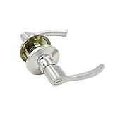 ALEKO skt3905prサテンニッケル仕上げプライバシーレバードアロック内部ドアベッドand Bath Thickハンドル