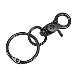 uxcell 丸カン スイベルストラップスナップフック バインダーリング付き 44 mm カラフル ロブスタークロウ キー整理用 DIYクラフト用 黒