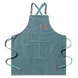 [FREESE] アウトドアエプロン ワークエプロン メンズ 【厚手・綿100%帆布】 キャンプ 焚き火 作業 DIY 料理 BBQ カフェ 美容師 前掛け 綿 キャンバス (グリーン)
