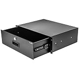 Navepoint ラックマウント引き出し 19インチサーバーキャビネットケースまたはDJ用 ロックとキー付き 3U ブラック