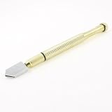 uxcell ガラスカッター　オイルフィード オイル注入タイプ 替刃　ドライバー　滑り止めハンドル　ゴールドトーン　メタル　10mm-20mm