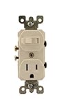 Leviton 5225 15 Amp, 120 Volt, Duplex Style Combination Single Pole Switch/Receptacle, Grounding, Wh