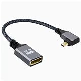 ViViSunハイスピードアルミニウムシェル3D/4K 1440p対応HDMI-MICROHDMIケーブル3D/4K 1440p対応 0.2m ナイロン編組 90° HDMI(メス)-micro(オス)延長ケーブル（0.2mグレー,右L)