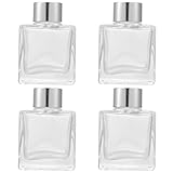 Frcolor リードディフューザーボトル 透明 リードディフューザー用 容器 方形 ガラス製 50ML 蓋付き 空ボトル 4本セット