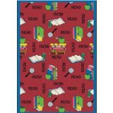 Joy Carpets Kid Essentials Language & Literacy Bookworm Rug, Red, 3'10 x 5'4 by Joy Carpets
