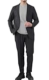 [NEVEREND] セットアップ メンズ カジュアルスーツ 秋 春 洗える テーラード ジャケット 防シワ セット ストレッチ ウォッシャブル チャコールブラック S