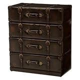 トランク型チェスト/リビングチェスト 【4段】 合成皮革(合皮) 幅60cm MCH-6014DBR ダークブラウン