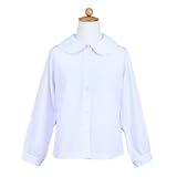 【綿100%布帛丸衿白ブラウス】【シンプル無地タイプ】:【100~130サイズ】 (110)