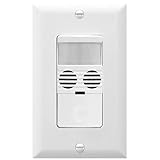 Enerlites mwos-wモーションセンサースイッチ、超音波、デュアルテクノロジーPIR占有センサー、モーションセンサーライト、スイッチ、中性線必要、含ま壁プレート、ホワイト