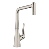 Hansgrohe 14820801 Metris HighArc Kitchen Faucet with Pull-Out, 2-Spray, Steel Optik [並行輸入品]