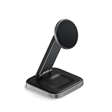 Satechi 2 in 1 ワイヤレス充電器、Qi2 15W デュアル ワイヤレス充電器 スタンド、マグネット式、折りたたみ式 トラベル 充電ステーション iPhone 17から12シリーズ、および AirPods Pro 4/3/2 用